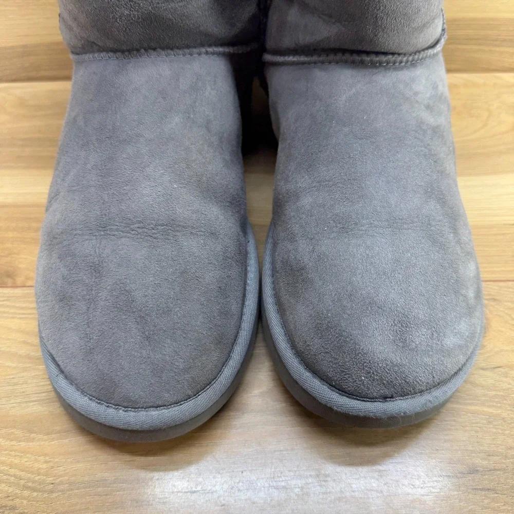 UGG Classic Tall Gray Grey Suede Boots Womens 10 Shearling Fur Cozy Cottagecore